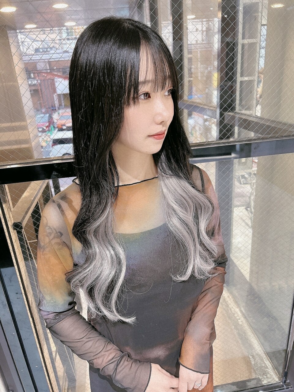 ホワイトシルバー#シールエクステ#韓国#インナーカラー