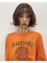 アクアオモテサンドウ(ACQUA omotesando) ▲ゆるふわボブパーマデジタルパーマ韓国風オレンジブラウン