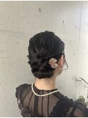 サイドシニヨンドレスヘア 結婚式 お呼ばれ 二次会成人式卒業式