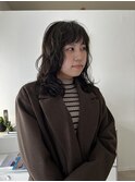 ハイライトオリーブベージュレイヤーカットニュアンスパーマ