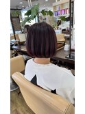 ミニボブナチュラルボブグラデーションカラーボルドー