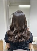 セミロングコテ巻き風パーマ