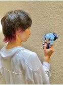 ウルフカット×パープルカラー