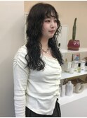ハードロングパーマ×オリーブカラー