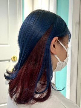 マティーナ ヘアー 池袋(Matina hair) 【ネイビー×インナーレッド】20代30代40代50代