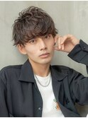 アッシュブラック/マッシュパーマ/束感/刈り上げ/波巻き