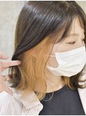 【AINA】インナーカラーオレンジ/ぱっつんボブ