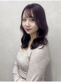 レッドラベンダー×韓国風くびれレイヤーカット【福岡博多】