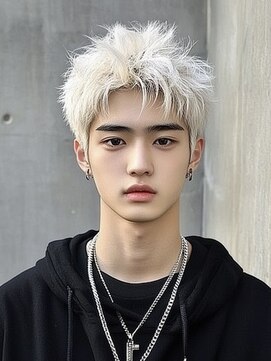 エイチ(H) xスパイキーショート/ブルーブラック/韓国マッシュ