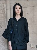 =メンズボブ/フェザーパーマ/MEN’S HAIR/ブルーブラック