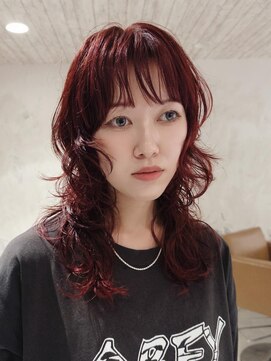 ボコカ(bococa) 【macana】レイヤーパーマピンクブラウンウルフカット登戸