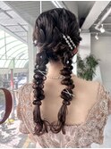 編みおろし ツイン お呼ばれヘア
