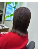 ダークアッシュ酸性ストレート×ロブ
