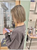 横浜ボブケアブリーチダブルカラータッセルボブ切りっぱなしボブ