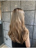 20代30代40代ミルクティーベージュシースルーゆるふわロング