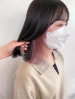 ヒビヲ(HIBIO)&nbsp;インナーカラーピンクベージュピンクヘアケアブリーチミニボブ