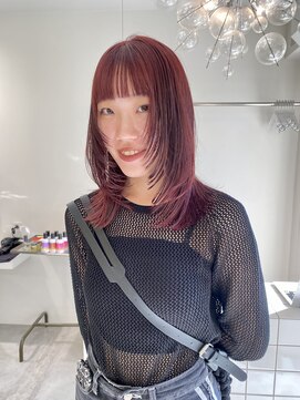 シイ(SIE) サイドレイヤー ブリーチ無しボルドーカラー