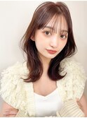 ホワイトグレージュミニウルフデジタルパーマチェリーブラウン