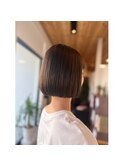 髪質改善ヘアカラーコース/髪質改善/ヘアカラー/ぱっつんボブ