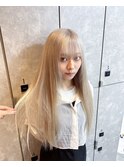ハイトーンカラープルエクステ10代夏カラーホワイトベージュ