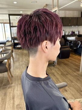 ヘブンリー(heavenly) アップバング/ツーブロック/ワインレッド/ブリーチカラー