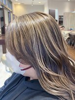 ヘアメイク アリエス 岩切店(HAIR MAKE aries) バレイヤージュ風ハイライト ミルクティーベージュ 20代30代