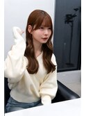 顔まわりカット×巻き髪×ブラウンカラー