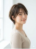 大人ショートボブ丸みショートカットマッシュショート前髪あり