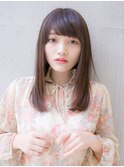 流しバング ストレート ナチュラルブラウン