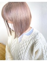 サロンド ハル 国分寺店(salon de HALU)&nbsp;小顔切りっぱなしマッシュショートピンクベージュ[国分寺]