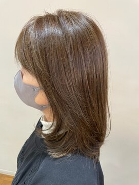 イーストハムヘッドショップ(EAST HAM head shop) 内巻きセミディー グレージュハイライト 白髪ぼかしハイライト