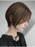 表参道切りっぱなしボブミディアムボブグレージュカラー40代50代