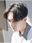 センターパートニュアンスパーマフェザーパーマコンマヘアウルフ