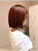 タッセルボブ切りっぱなしボブベージュカラーショートボブ韓国