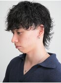メンズ波巻きパーマウルフ