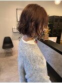 ボブパーマスタイルパーマボブブラウンカラー大人可愛いミニボブ