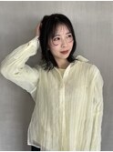 黒髪ボブ／シースルーバング／ミディアムボブ