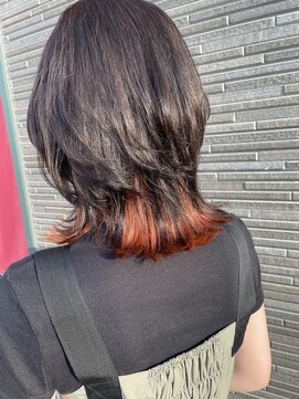 ヘアポジション 東通(HAIR Position) ウルフ × インナーカラー オレンジ