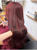 〇チェリーレッド ブリーチなし 艶カラー 赤髪 韓国ヘア