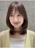 ミディアムレイヤー/ワンカール/大人透明感ベージュ20代30代
