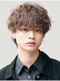 栄メンズパーマルーズパーマシャドウパーマッシュウルフゆるめ