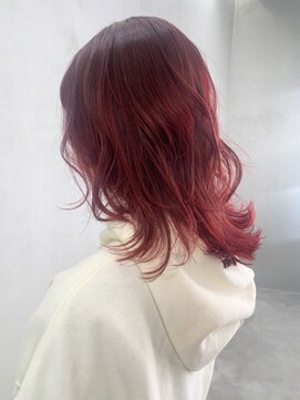 アルバム 銀座(ALBUM GINZA) オレンジレッド_アッシュブラウンネオウルフ外ハネボブ_ba274152