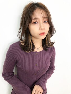 ジェム(GEM) インナーカラー・シースルー×うざバング・くびれ巻き