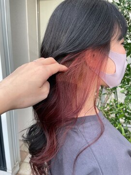 アース コアフュールボーテ 伊勢崎(EARTH coiffure beaute) チェリーレッドインナーカラー韓国