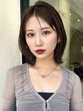 ミンクス ギンザ セントラル(MINX ginza central) くびれbob前髪ピンクベージュインナーグレージュマチルダボブ
