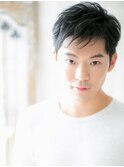 ネイビーブラックくせ毛風ツーブロックウェットヘアh仙台