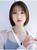 ぱっつん前髪シンプルストレートミニボブ顎ラインボブ鎖骨ボブ