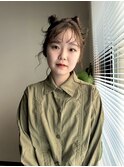薬院　顔まわりレイヤーカット　ヘアセット　ブリーチなしカラー