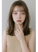 透明感アッシュ×耳掛けツヤミディアム