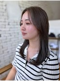 顔まわりレイヤー フェイスフレーミング ミルクティーブラウン
